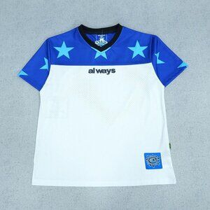 Always Blue And White Contrast Star Print Short Sleeve Sweatshirt